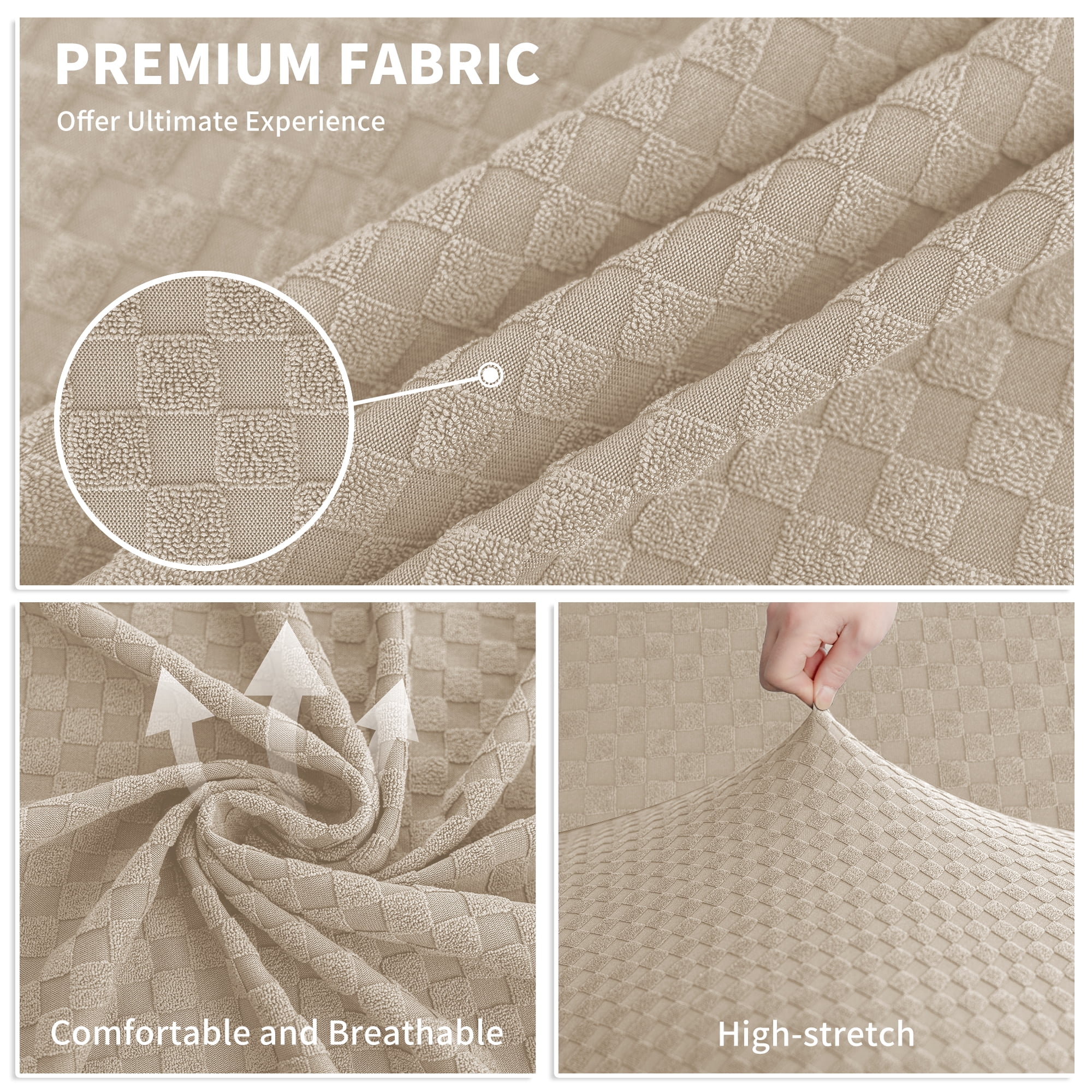 JIATER 1-Piece Sofa Cover Stretch Couch Cover Washable Sofa Slipcover Furniture Protector for Loveseat Sofa,Khaki