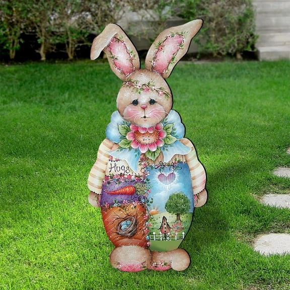 Easter Decorations- Decorative Metal Rabbit Spring Bunny Easter Decoration Garden Easter Ornaments Stakes Sign Outdoor Decor Yard Stake Card Slot