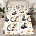 thumbnail image 2 of Homewish Pet Cat Kitten Twin Sheet Sets,Country Floral Twin Fitted Sheet,White Gray Orange Flat Sheet For Kids,Luxury Bedroom Decor,3 Pieces, 2 of 7