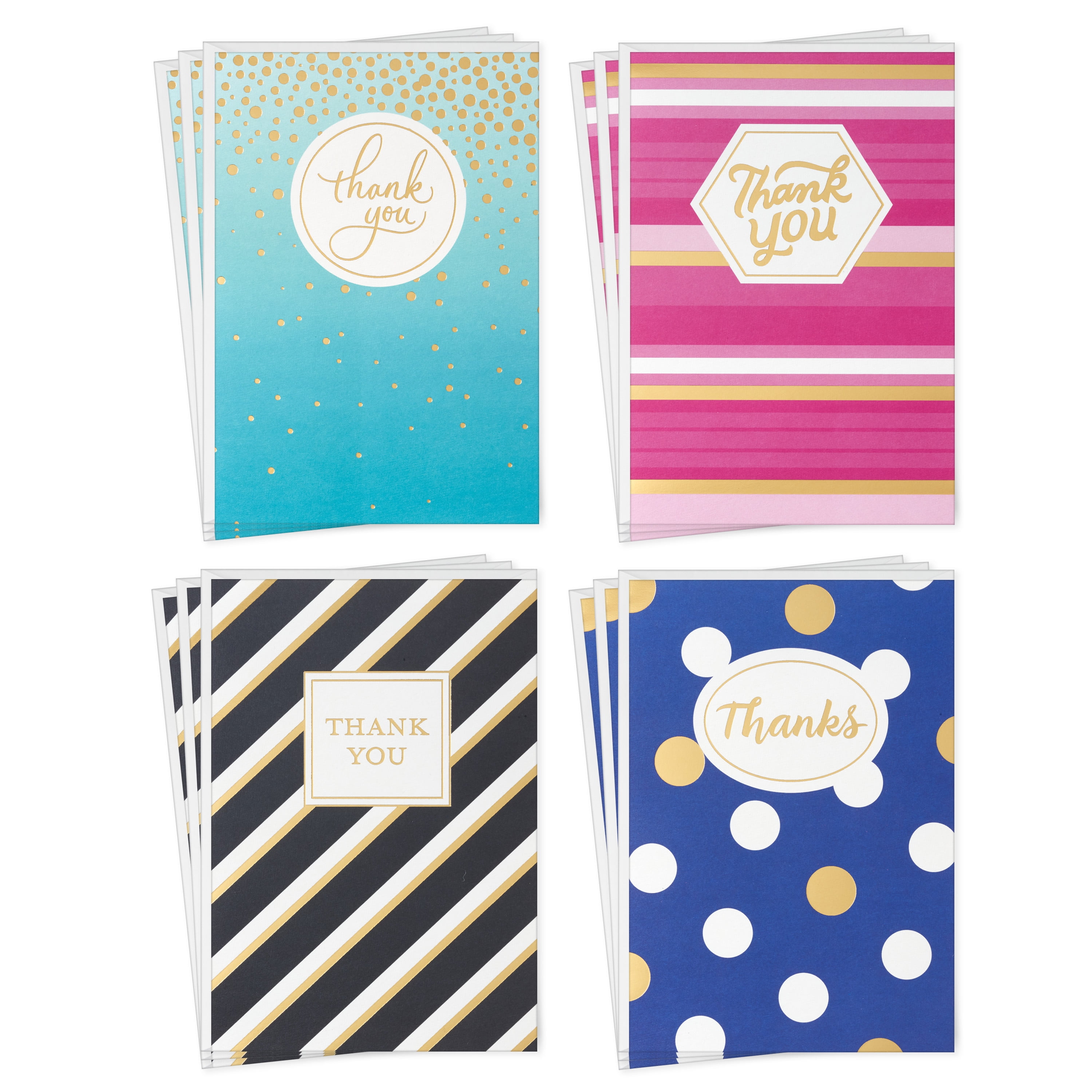 Hallmark Thank-You Cards, Assorted Dot and Stripe Designs, 12 ct