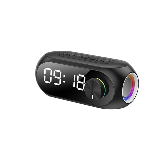 TOP! Alarm Clock Portable Bluetooth Speaker Radio FM Subwoofer Wireless Sound Box Music Mini Woofers TF Card Multifunct Black