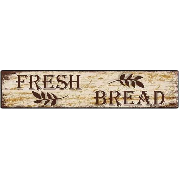 Metal Sign Tin Sign Fresh Bread Retro Funny Metal Signs Vintage Sign Retro Tin Signs Aluminum Metal Sign for Bedroom Kitchen Garden Wall Bab Club Coffee Hanging Sign Home Decor 6x16 Inch