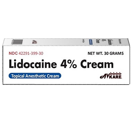 AvKARE Lidocaine 4% Cream Topical Anesthetic Cream, Net Wt. 30 Grams