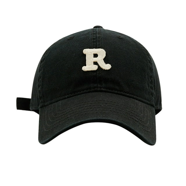 ManxiVoo Soft Top Baseball Cap with R Letter Design for Big Head Fit Spring and Summer Outdoor Wear Lightweight and Adjustable for Daily Use Black