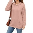 thumbnail image 4 of Hibeli Women Textured Drawstring Raglan Sleeve Kangaroo Pockets Solid Color Hoodie, 4 of 7