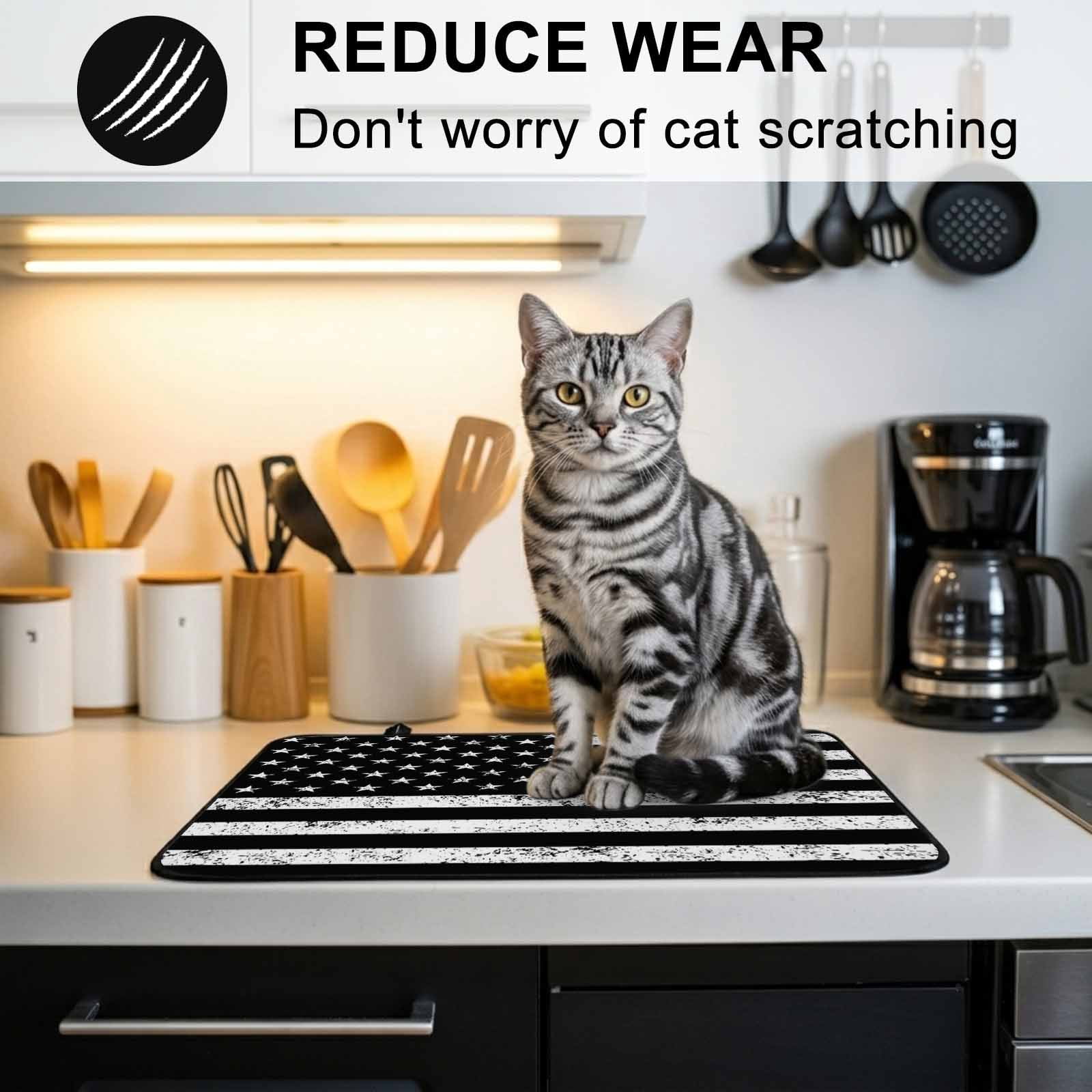 Black American Flag Stove Top Cover for Electric Stove, Heat-proof & Non Slip Glass Top Stove Cover Protector, Vintage USA Flag Kitchen Flat Cooktop Rubber Mat 24x21 Inches