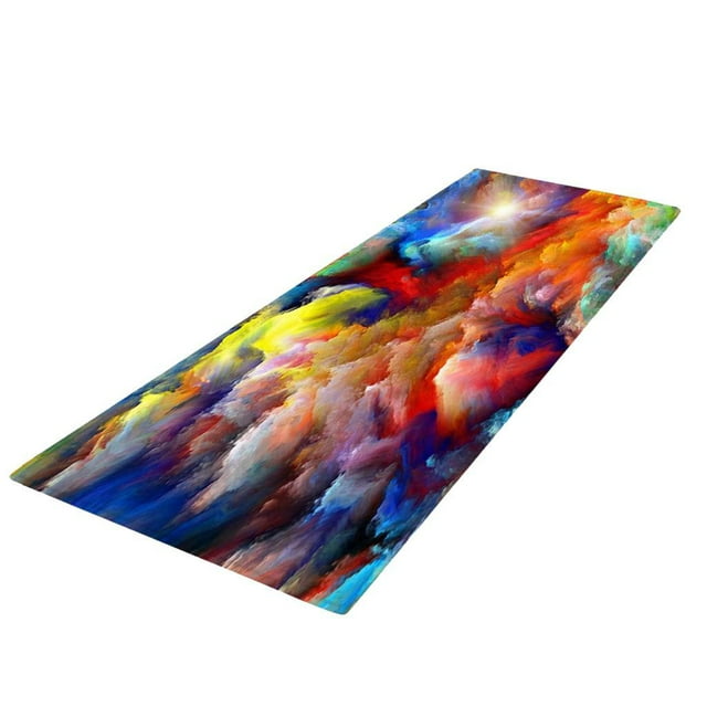 DOLITY 3D Print Carpet Doormat Floor Carpet Water Absorbent Multi- Kitchen Mat/Rug Colorful Clouds