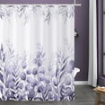 thumbnail image 2 of Purple Leaf Shower Curtain, Lavender Watercolor Eucalyptus Leaves Botanical Plants Bathroom Curtain Waterproof Fabric Machine Washable with Hooks, 84" Wx72 L, 2 of 6