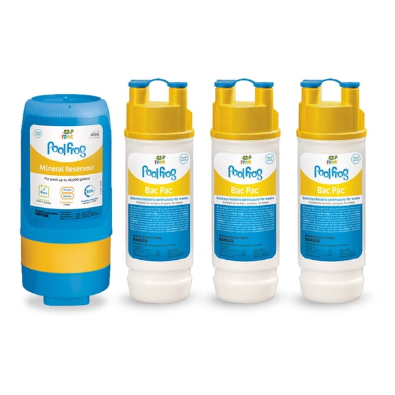FROG Pool Mineral Reservoir Series 5400 Replacement with 3 Bac Pac Replacements - Pool Cleaner & Sanitizer for Easy Maintenance - Up to 40,000 Gallons - Mineral Reservoir 5400 and 3 Bac Pacs