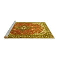 thumbnail image 2 of Ahgly Company Machine Washable Indoor Round Medallion Yellow Traditional Area Rugs, 7' Round, 2 of 4