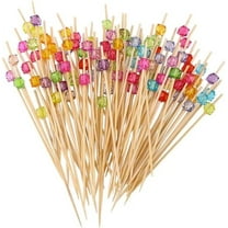 100 Pieces 4.7" Fancy Toothpicks for Appetizers Beads Charcuterie Cocktail Picks Bamboo Decorative Toothpicks Handmade Sticks Long Appetizer Cocktail Sticks for Home Party, Dessert, Fruit