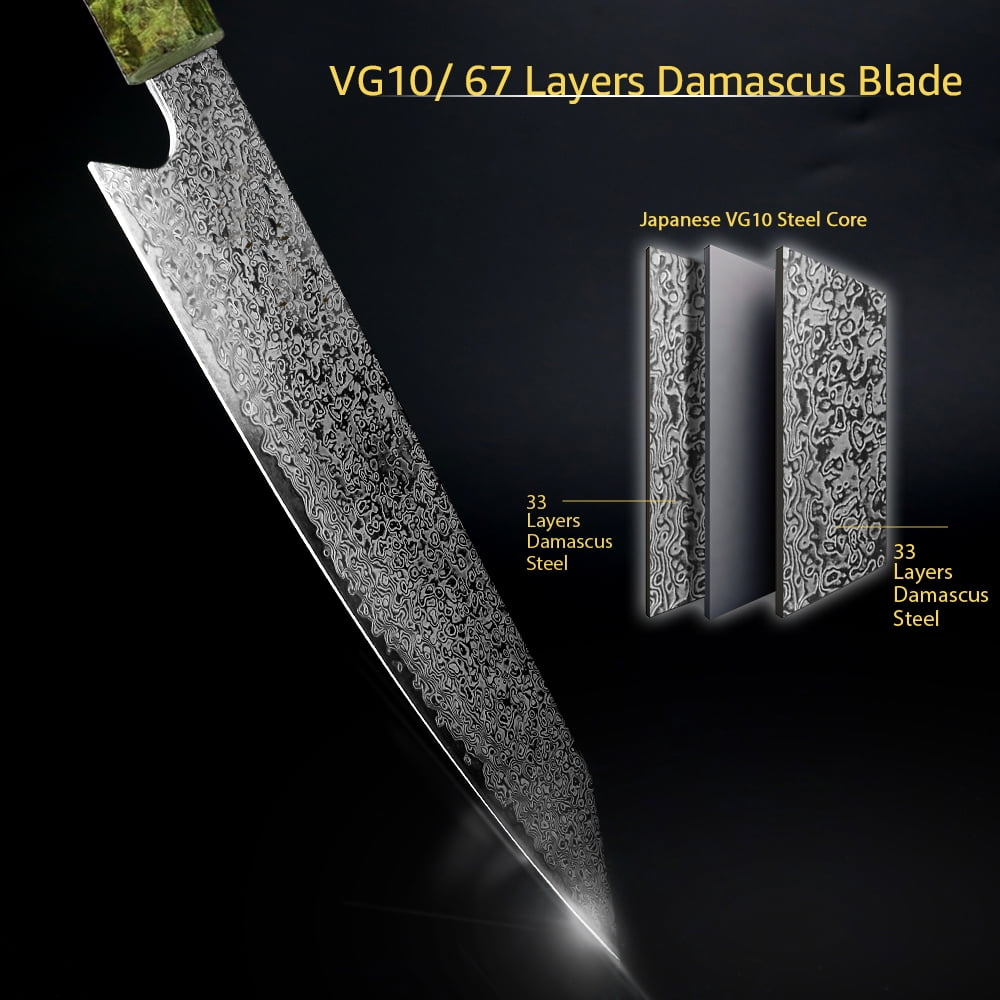 Damascus Knife 8 inch Kiritsuke Kitchen Chef Japanese Knife 67Layers VG10 High Carbon Stainless Steel Knives Razor Sharp