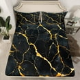 thumbnail image 2 of Manfei Modern Marble Stone Full Size Sheets for Adult, Abstract Artwork Bed Sheets, Black Gold Marbling Sheet Sets, Ultra Soft Home Decor, 4 Pieces, 2 of 7