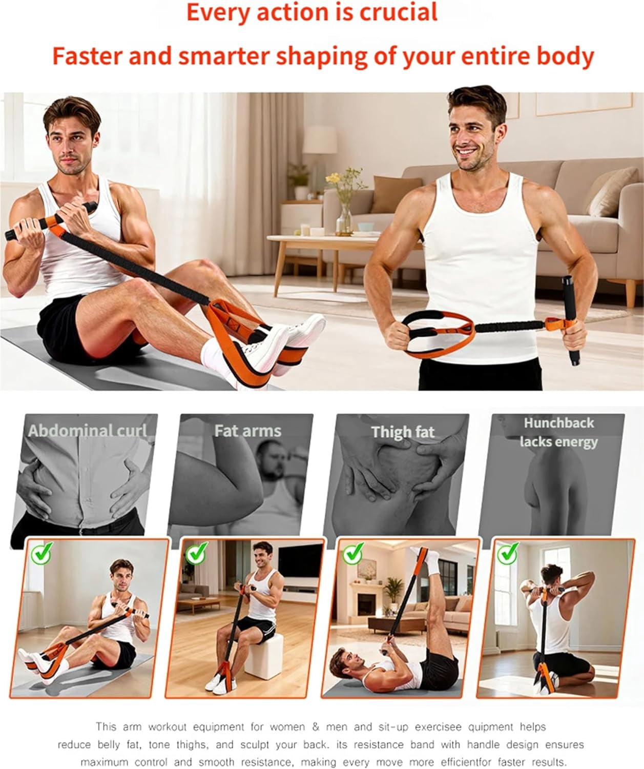 ABCISI Multifunction Pedal Resistance Band with Handle, Tube/Petal/Foot/Full Body Resistance Bands with Handles, Multifunctional Foot Pedal Resistance Band, Leg Raise Straps, Black 55lbs