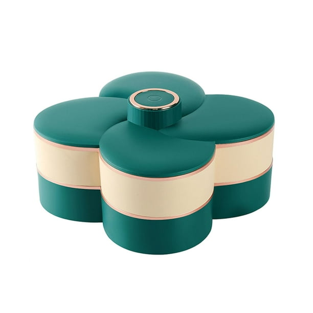 Bandeja de almacenamiento de plástico para decoración de alimentos, organizador de frutas secas Doble verde