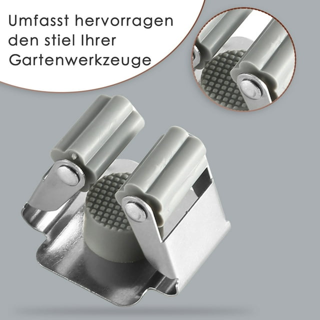 WIFKLSIIPG Support d'Outils - Acier Inoxydable 304 Empêche les Porte-Balai de Rouiller - Effet de Serrage Fiable Grâce aux Roues Noires Flexibles (Gris)