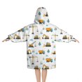 thumbnail image 2 of Cartoon Construction Vehicles Clouds White Pattern Blanket Hoodies for Kids 6-13YR Oversize Wearable Blanket Hoodies for Boys Girls Teens, 2 of 7