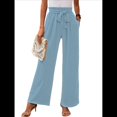 thumbnail image 2 of Pantalones de Salón Anchos para Mujer con Bolsillos, Cintura Alta, Ajustables, con Nudo y Holgados. Azul XXL, 2 of 7