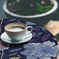 thumbnail image 3 of Ambesonne Retro Floral Fitted Round Tablecloth, Flowers Leaves Garden, 36"- 40" Diameter, Indigo and Mauve Taupe, 3 of 5