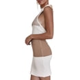 thumbnail image 3 of KOMOO Women Halter Knitted Dress Summer Contrast Color Bandage Backless Skinny Dress Mini Dress, 3 of 8