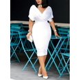 thumbnail image 1 of HH Pure Color Tube-Top V-neck Half Sleeve Back Zipper Bubble Beads Fashion Dress, 1 of 1
