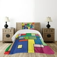 thumbnail image 4 of Ambesonne Art Quilted Bedspread Set 2 Pcs, Vivid Mondrian Squares, Twin Size, Multicolor, 4 of 5