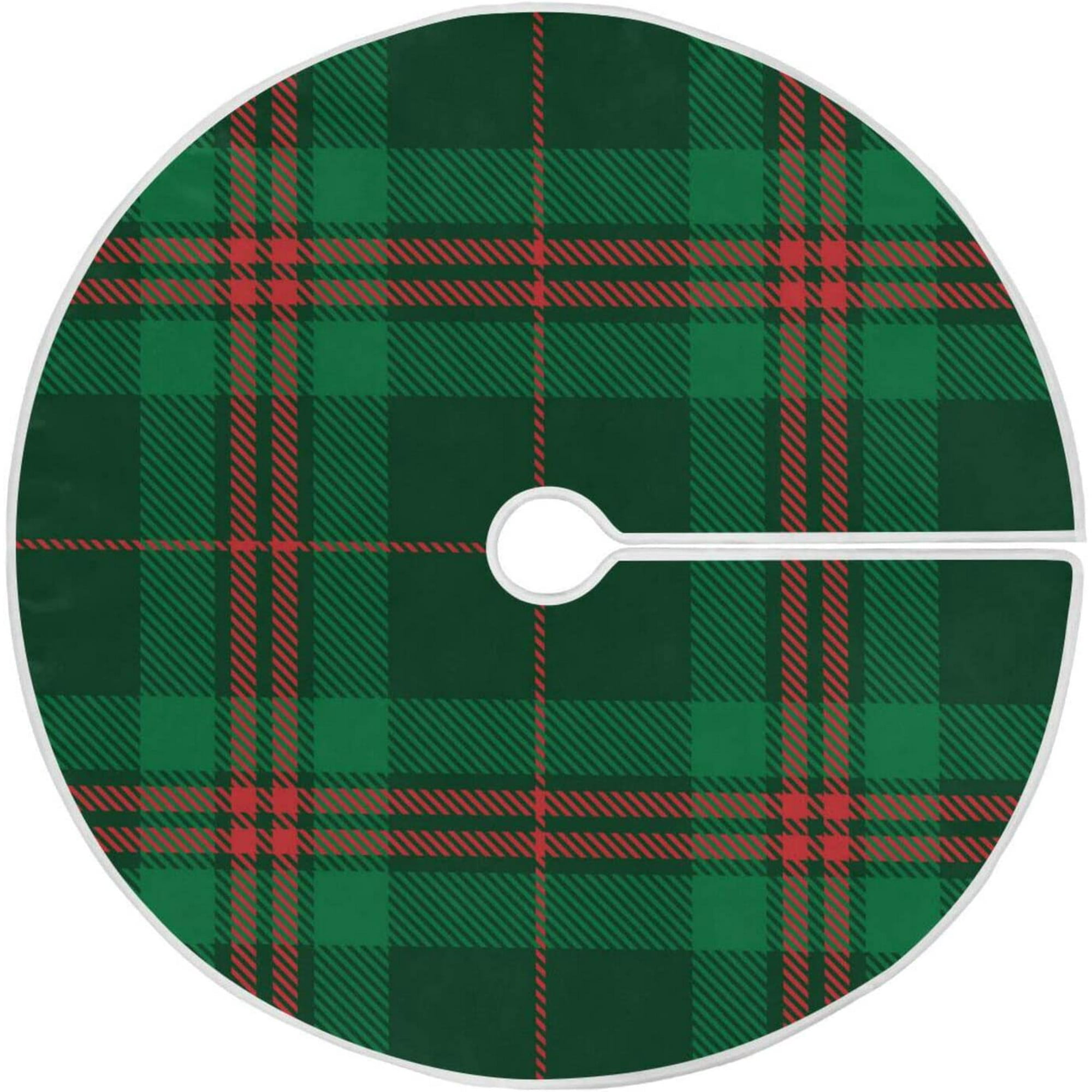 RYLABLUE Red Green Buffalo Plaid Xmas Christmas Tree Skirt Stand Mat for Holiday Party Decoration Indoor Outdoor 36 inches Walmart