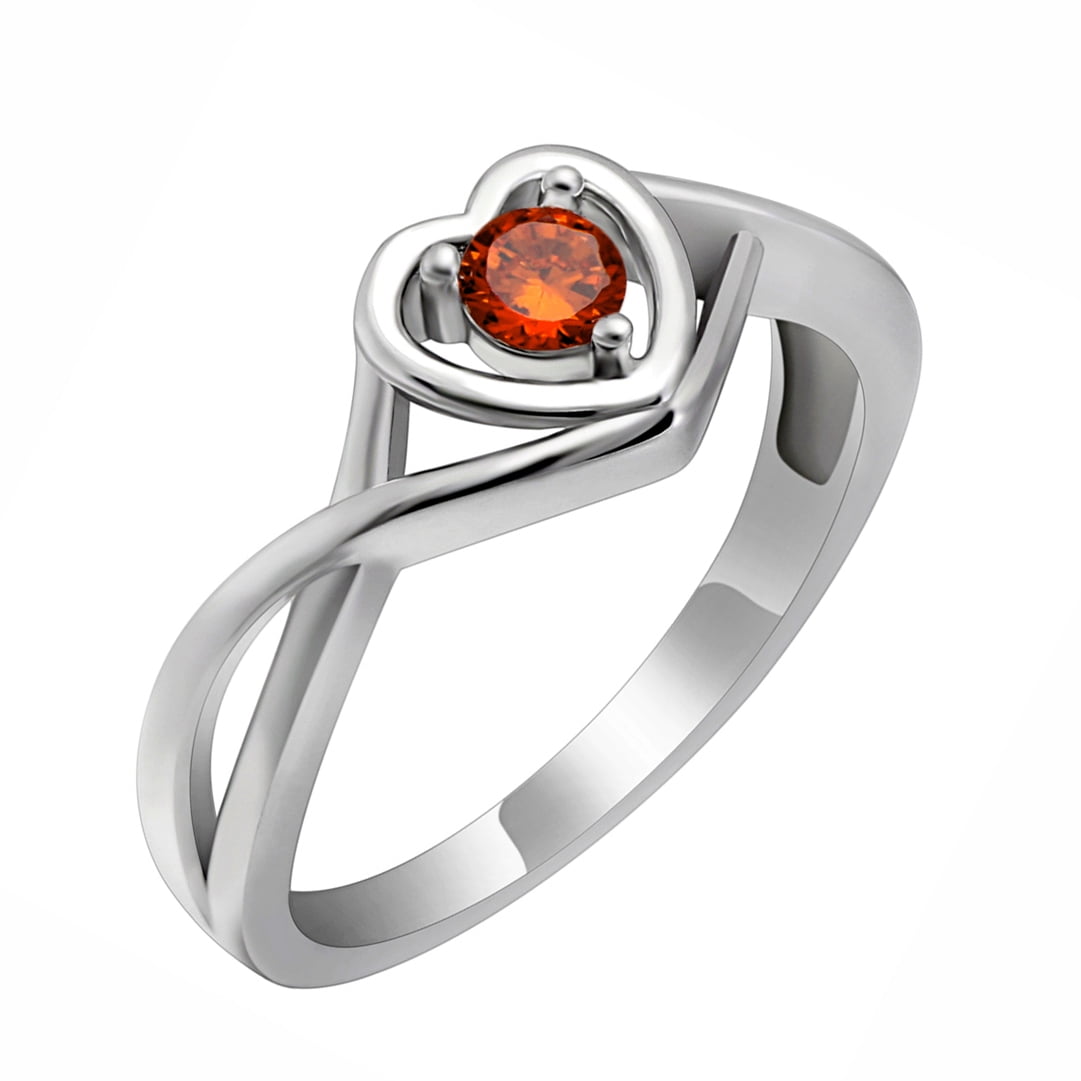 January Birthstone Red Heart CZ Promise Ring for Women Size 4 Sterling Silver Engagement Gift by Ginger Lyne