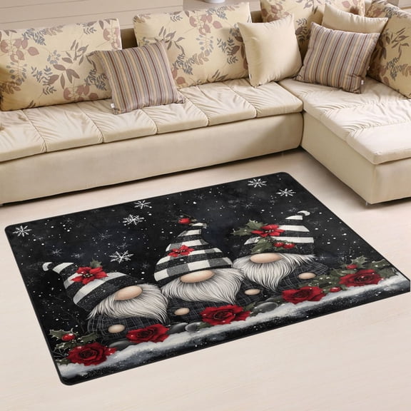 Ryvnso Gnomes Rose Flower Area Floor Mat Non-Slip Carpet Soft Rugs Doormats 31" x 20"