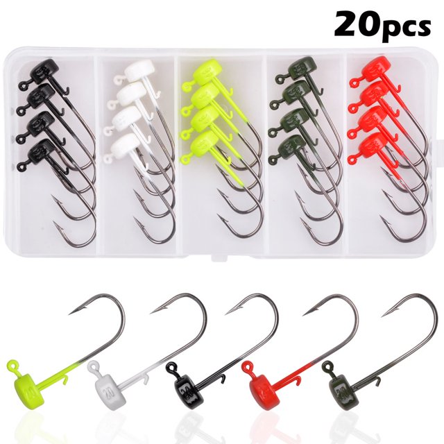 MesaSe Kit de Jig Hameçon Ned Rigs pour Leurres Souples Tête de Jig Champignon 1/6oz 20 Pcs