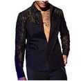 thumbnail image 6 of Miluxas Men's Lace See Through Shirts Blouse Long Sleeve Button Down Fishnet Sheer Shirts Black 16-18(XL), 6 of 6