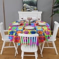 thumbnail image 2 of Colorful Dog Paw Footprint Round Tablecloth 60"x60",Wrinkle Wipeable Table Cloth for Kitchen Dining Room Picnic Patio Party, 2 of 6
