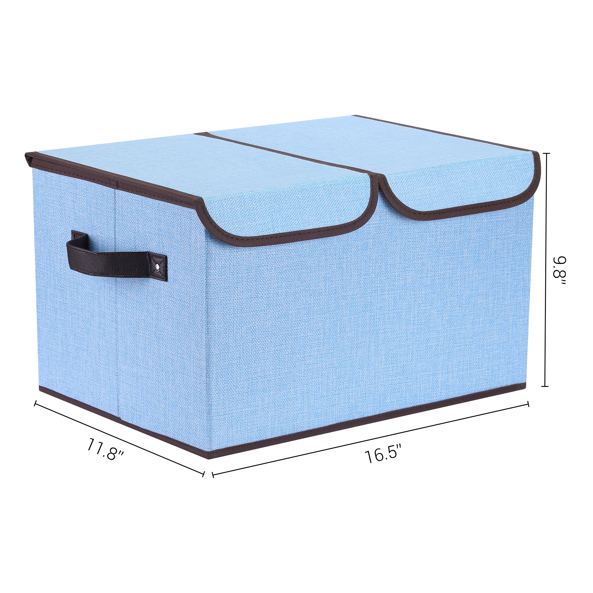 Unique Bargains Fabric Storage Bin Cube with Handle and Lid Collapsible Basket Blue