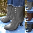 thumbnail image 4 of Mostsola Vintage Mid Calf Boots for Women Lace up Classic Kitten Heel 70s Dressy Victorian Boots, 4 of 5