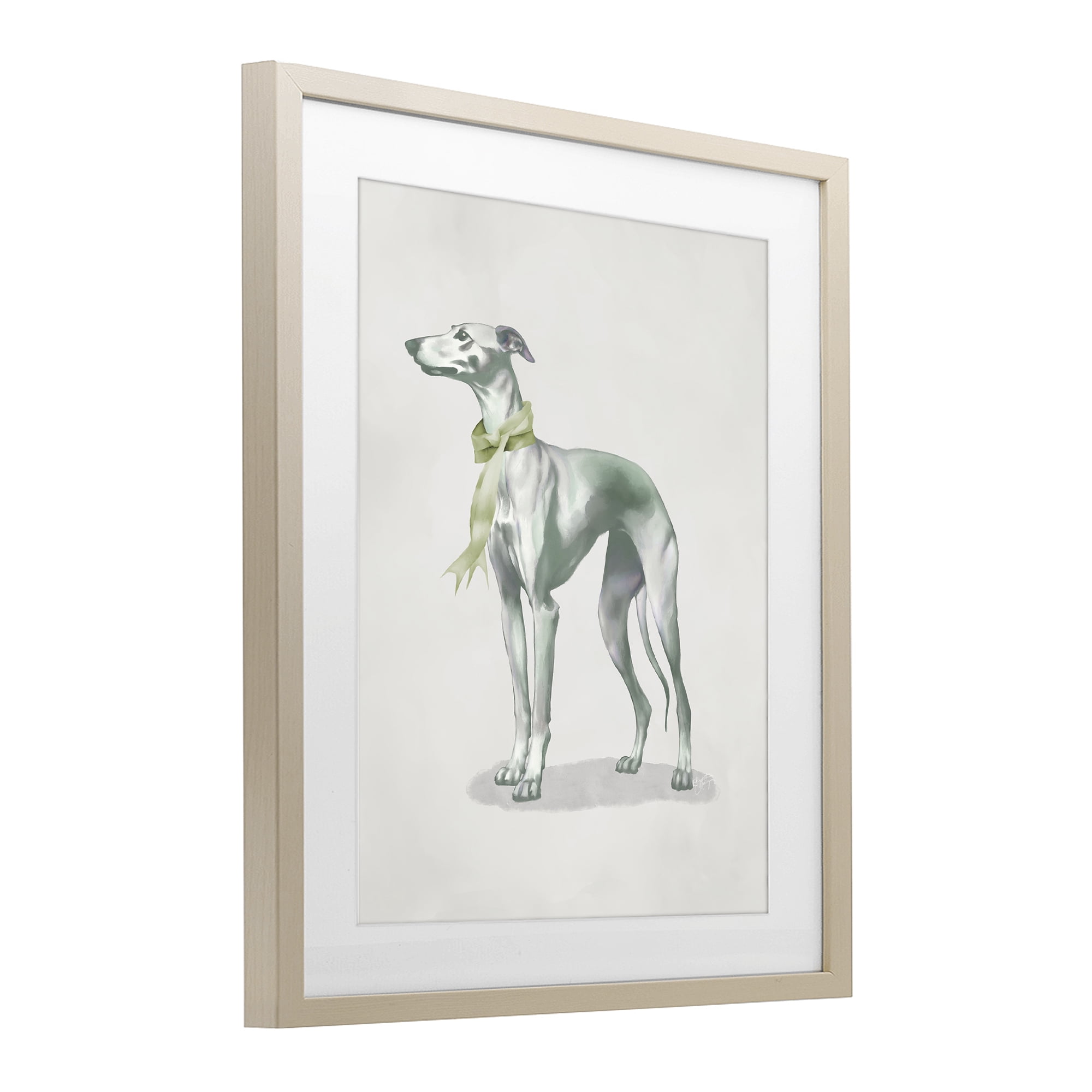 Stupell Industries Graceful Dog & Ribbon Birch Framed Print Under Glass, design by Elizabeth Medley
