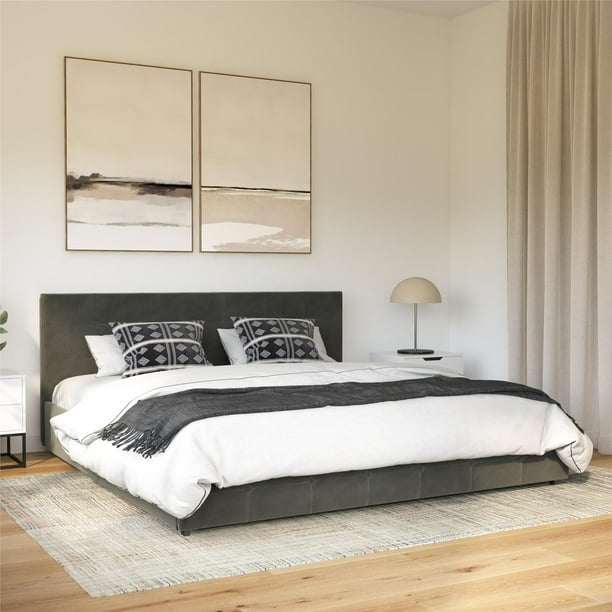 Desert Fields Rose Upholstered Storage Bed King Gray Velvet Com Desert Fields Rose Upholstered Storage, Make My Bed King Princess Vinyl
