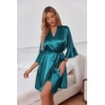 thumbnail image 4 of Ekouaer Womens Silk Robe Set 2-Piece Satin Bathrobe V-neck Bridal Party Robe, 4 of 6