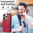 thumbnail image 5 of Dteck Case for iPhone 15 Pro Max,Magnetic Clasp Luxury PU Leather Card Slots Stand Durable Shockproof Case Back Wallet Flip Cover with Ring Buckle Cover,Red, 5 of 10