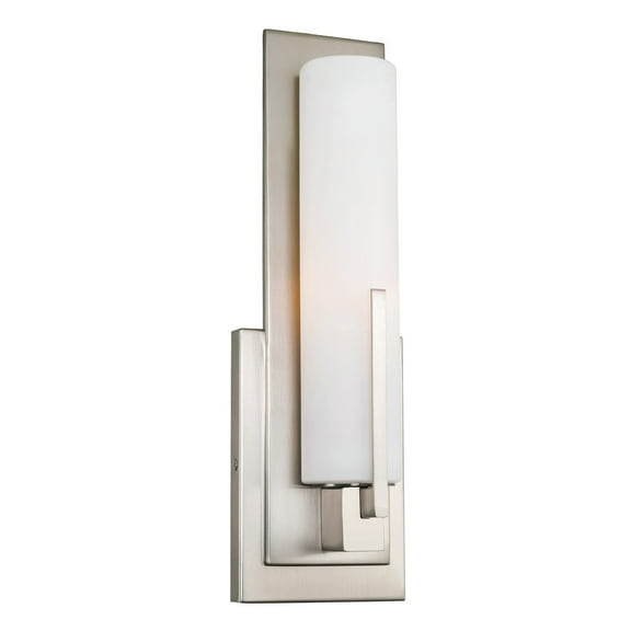 Kira Home Faro 15" Tall Wall Sconce with Frosted Cylinder Glass Shade, Linear Saber Silver Wall Light, Brushed Nickel