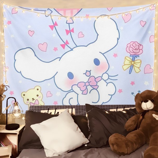 Tapiz de animales Kawaii para decoración de pared, tapiz con diseño de gato, conejo y oso, decoración para sala de estar, hogar y dormitorio para niños