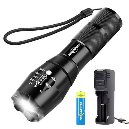 MIKAFEN Led Tactical Flashlight,High Lumen Flashlight with Rechargeable 18650 Lithium Ion Battery and USB Charger,Best for Camping,Auto Emergencies, and Home Repair (Best 18650 Battery For Flashlight 2019)