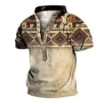 thumbnail image 1 of Polo à Col Rond Imprimé Floral en Polyester Jaune pour Hommes, T-Shirt Rétro Personnalité 6 Boutons Col Impression Numérique 3D Manches Courtes, 1 of 2
