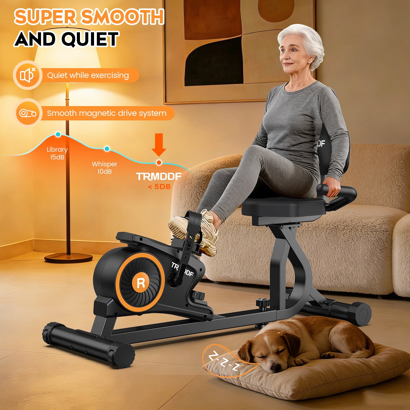 TRMDDF Workout Home Cycling Magnetic Recumbent Exercise Bike Fitness Cardio Indoor Cycling Bike 220lbs