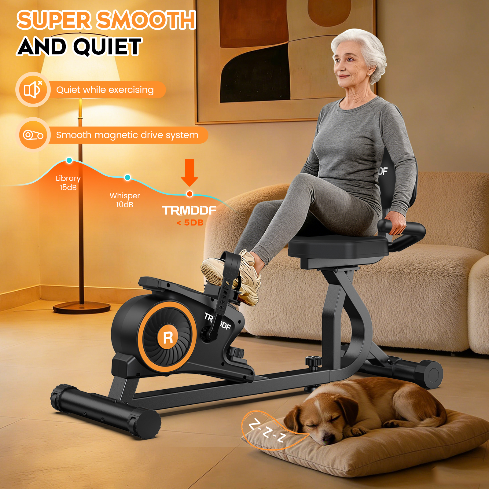 TRMDDF Magnetic Recumbent Exercise Bike, 220 lbs photo 3
