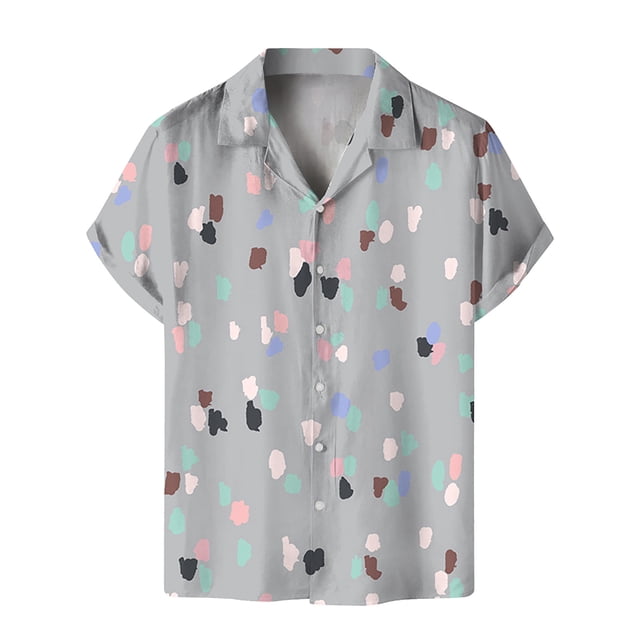 Camisas Hawaianas Para Hombre Hombres Moda Primavera Verano Casual Manga corta Turndown Neck Impreso Camisetas Top Blusa (Dark Gray, 3XL)