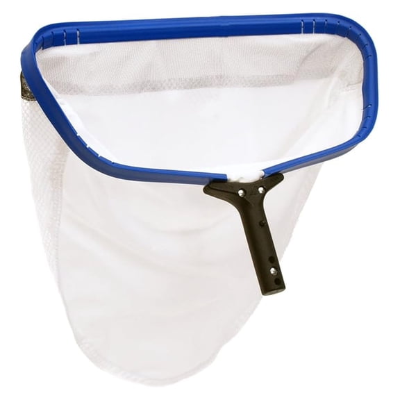 Purity Pool Leaf Rake - 18 Inch Ultra-Lite Professional Silt Skimmer - Lightweight Aluminum Alloy Frame, Durable Plastic Rims, Pool Safe Net - Blue/White
