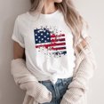 thumbnail image 4 of Women's Short Sleeve T-shirts Round Neck Short Sleeve 4th July Tees USA Flag Independence Day Festival Summer Outfits (XL, White 04), 4 of 5
