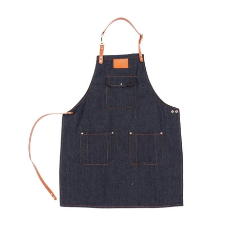 

1Pc Delicate Denim Apron Nordic Style Retro Thickened Apron Barista Work Clothes Accessories (Black)
