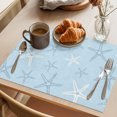 thumbnail image 3 of Vintage Lake Blue Starfish Placemats Set of 4 Summer Coastal Beach Marine Place Mats Indoor Wipeable Table Mats Washable Cloth Dining Table Placemats for Kitchen Holiday Party Home Decor 13x19 Inch, 3 of 9