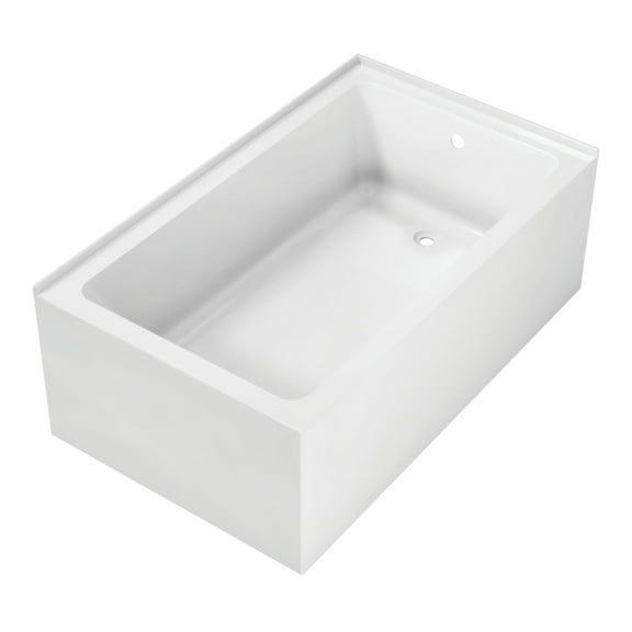 Aqua Eden VTAP6036R22TS 60-Inch Acrylic Rectangular 2-Wall Corner Alcove Tub, Right Hand Drain in Glossy White